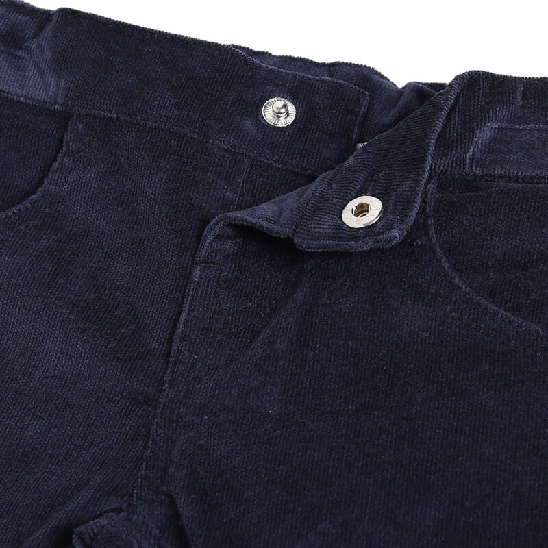 Boys Dark Blue Corduroy Long Trousers image number 2